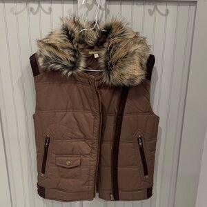 Brown Faux Fur Trim Jacket